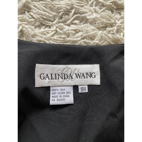 Vintage Galinda Wang Top Blouse Black Silk 18W / 18 W Flowy Secretary - Picture 6 of 6